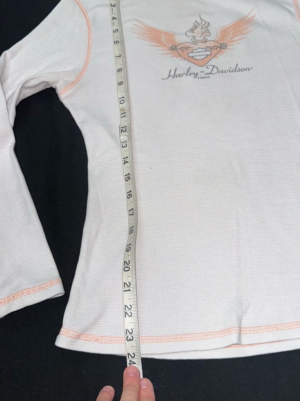 Harley-Davidson Women's M Vintage Long Sleeve Thermal 2004 Winged Heart Sheriff - Picture 10 of 13